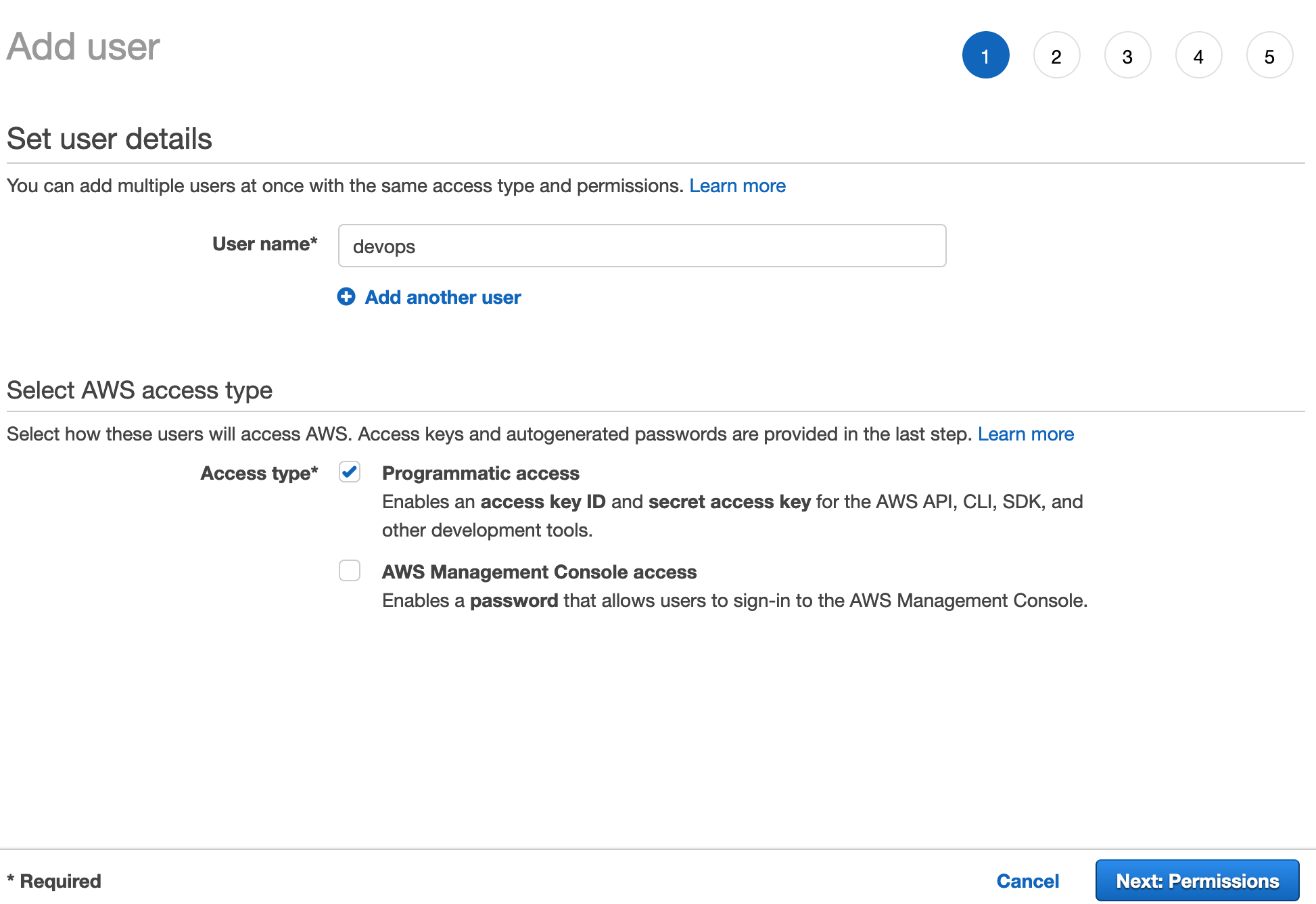 AWS IAM  Create User