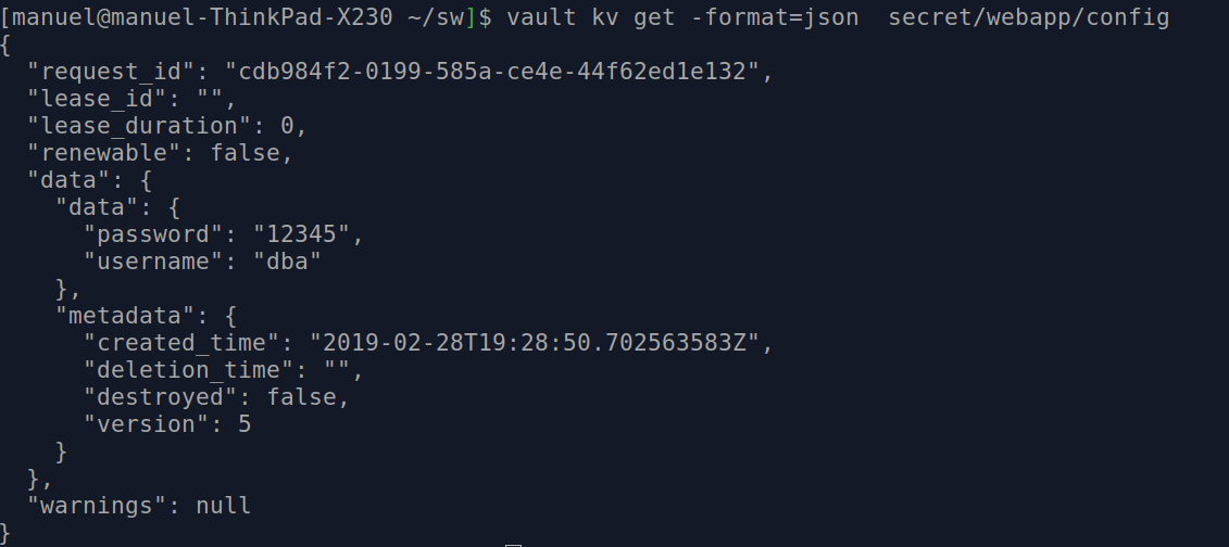 command vault kv get